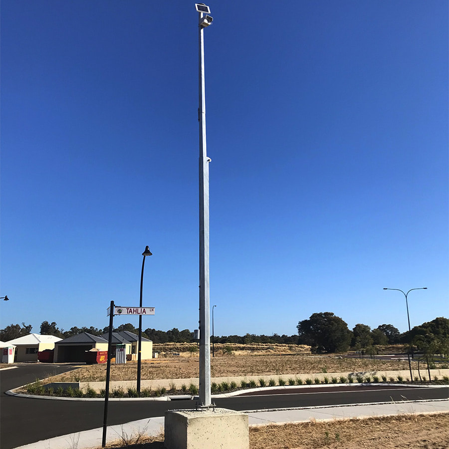 Construction Site Temporary CCTV Security Camera Pole Hire Solar Powered Perth WA